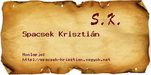 Spacsek Krisztián névjegykártya