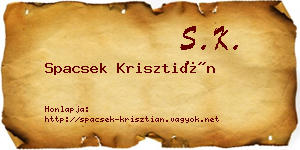 Spacsek Krisztián névjegykártya